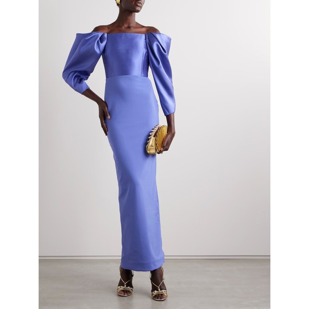 SOLACE LONDON Melina Gown Wedding Black Tie Periwinkle Blue Purple Dramatic